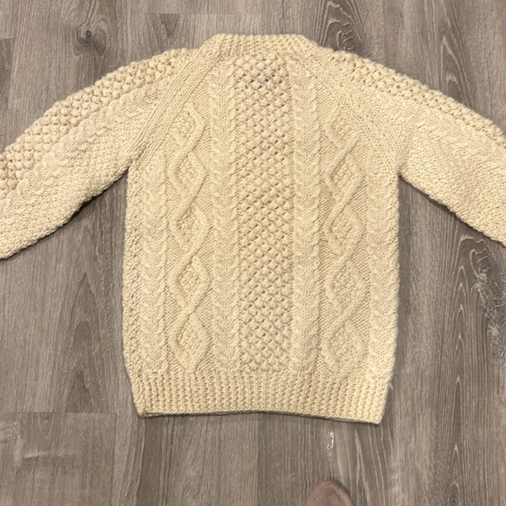 Hand made vintage Greek wool fisherman cable sweater - Picture 4 of 9